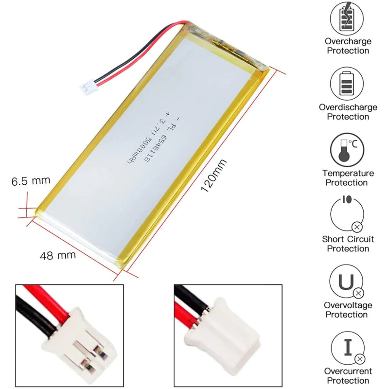 Load image into Gallery viewer, [PH2.0-JST Connector][6548118] Universal 5000mAh 3.7V Rechargeable Li-Ion Lithium Polymer Battery - Polar Tech Australia
