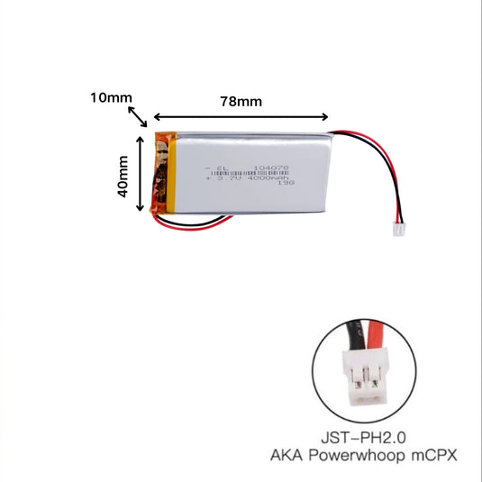 [PH2.0-JST Connector][104078] Universal 4000mAh 3.7V Rechargeable Li-Ion Lithium Polymer Battery - Polar Tech Australia