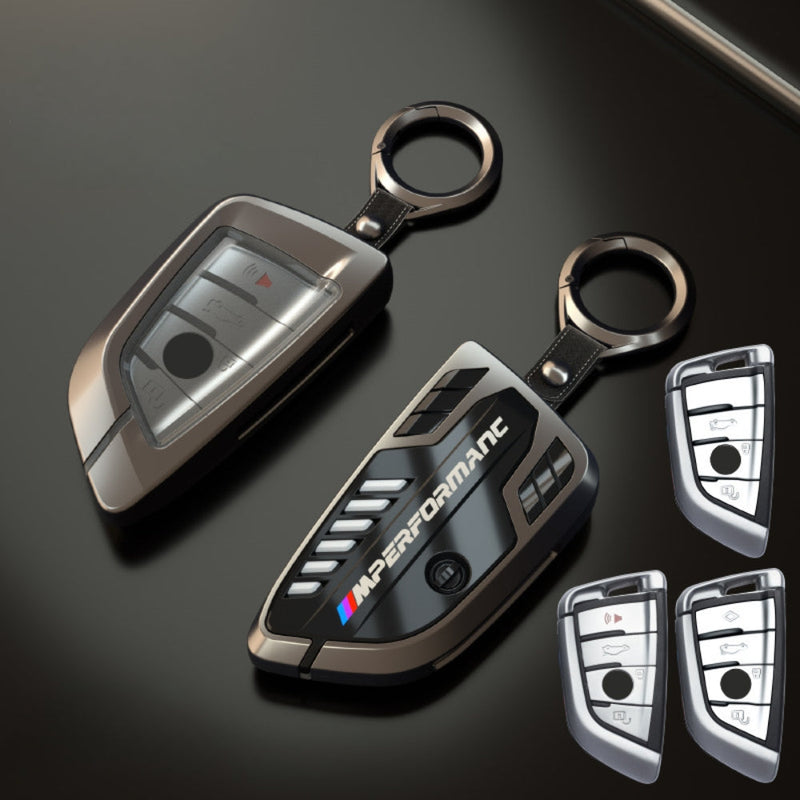 Load image into Gallery viewer, BMW Carbon Fiber Metal Protective Car Key Fob Case Cover For 1, 3, 4, 5, 6 Series, X3, X5, X6, X7
