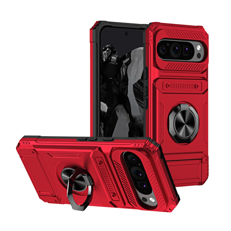 Load image into Gallery viewer, Google Pixel 9 Pro XL - TPU+PC Shockproof Card Slot Phone Case with Metal Ring Holder - Polar Tech Australia
