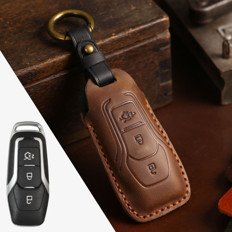 Load image into Gallery viewer, Ford Handcrafted Genuine Leather Car Key Fob Protective Case Cover For Edge, Mondeo, Ka, Fiesta, Focus, Galaxy, Mustang, Kuga
