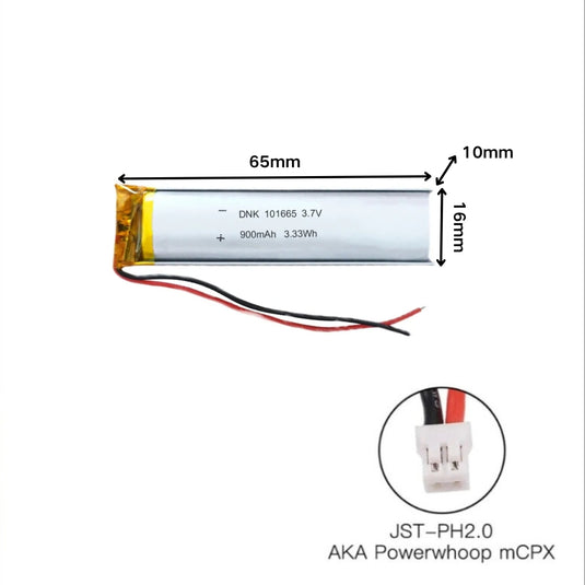 [PH2.0-JST Connector][101665] Universal 900mAh 3.7V Rechargeable Li-Ion Lithium Polymer Battery - Polar Tech Australia