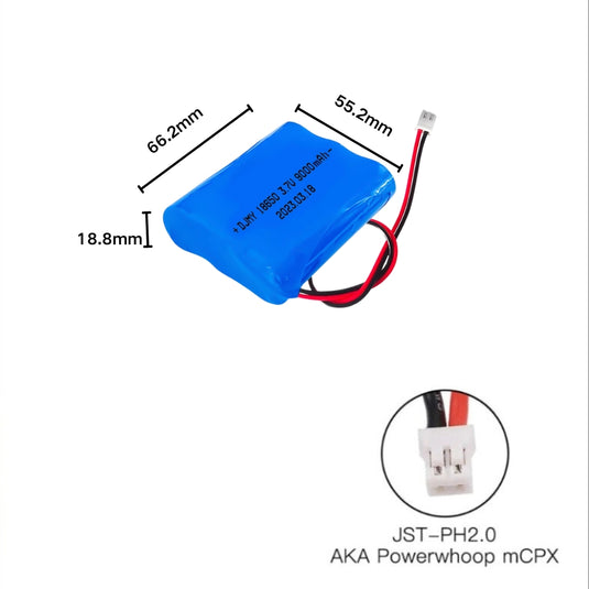 [PH2.0-JST Connector][18650] Universal 9000mAh 3.7V Rechargeable Li-Ion Lithium Polymer Battery - Polar Tech Australia
