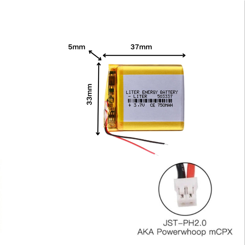 Cargue la imagen en el visor de la galería, [PH2.0-JST Connector][503337] Universal 750mAh 3.7V Rechargeable Li-Ion Lithium Polymer Battery - Polar Tech Australia
