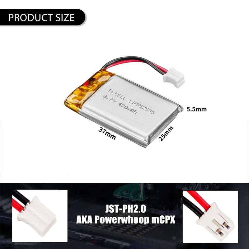 Cargue la imagen en el visor de la galería, [PH2.0-JST Connector][502535] Universal 420mAh 3.7V Rechargeable Li-Ion Lithium Polymer Battery - Polar Tech Australia
