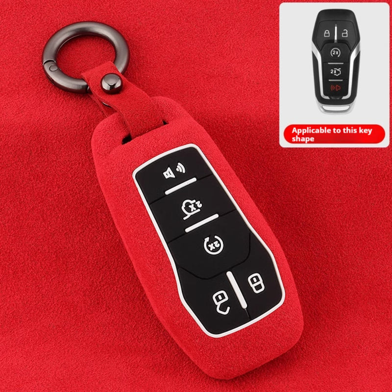 Load image into Gallery viewer, Ford High-Quality Suede Car Key Fob Protective Case Cover For Fusion, Mondeo, Mustang, Explorer, Edge, EcoSport
