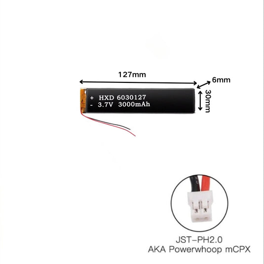 [PH2.0-JST Connector][6030127] Universal 3000mAh 3.7V Rechargeable Li-Ion Lithium Polymer Battery - Polar Tech Australia