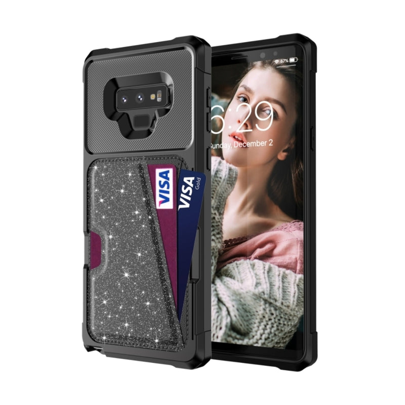 Cargue la imagen en el visor de la galería, Samsung Galaxy Note 9 (SM-N960) - Glitter Magnetic Card Bag Phone Case
