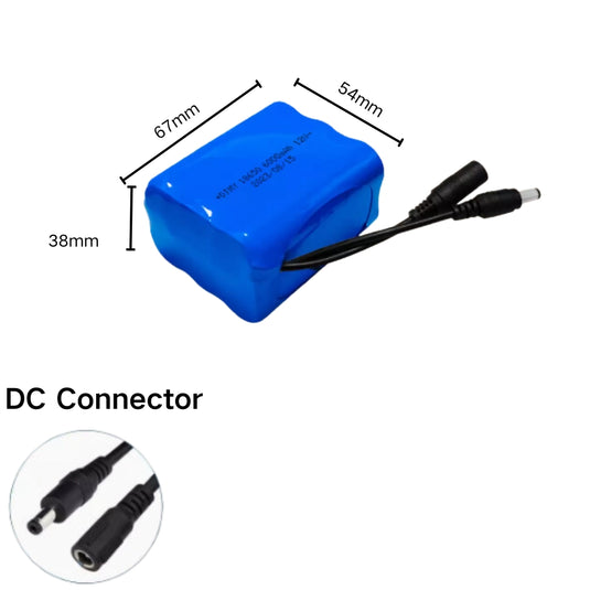 [DC Connector][18650] Universal 6000mAh 12V Rechargeable Li-Ion Lithium Polymer Battery - Polar Tech Australia