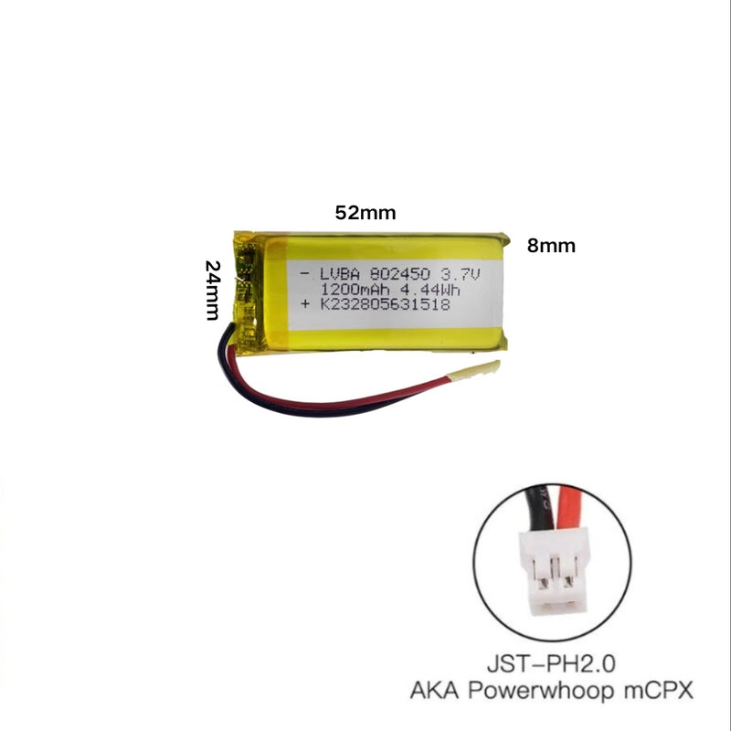 Load image into Gallery viewer, [PH2.0-JST Connector][802450] Universal 1200mAh 3.7V Rechargeable Li-Ion Lithium Polymer Battery - Polar Tech Australia
