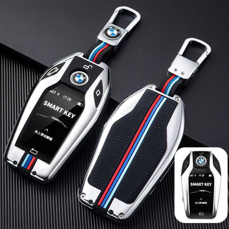 Load image into Gallery viewer, BMW Metal Shell &amp; Soft Silicone Full Protection Car Key Fob Case Cover For 5, 6, 7 Series, X3, X5, X6, X7
