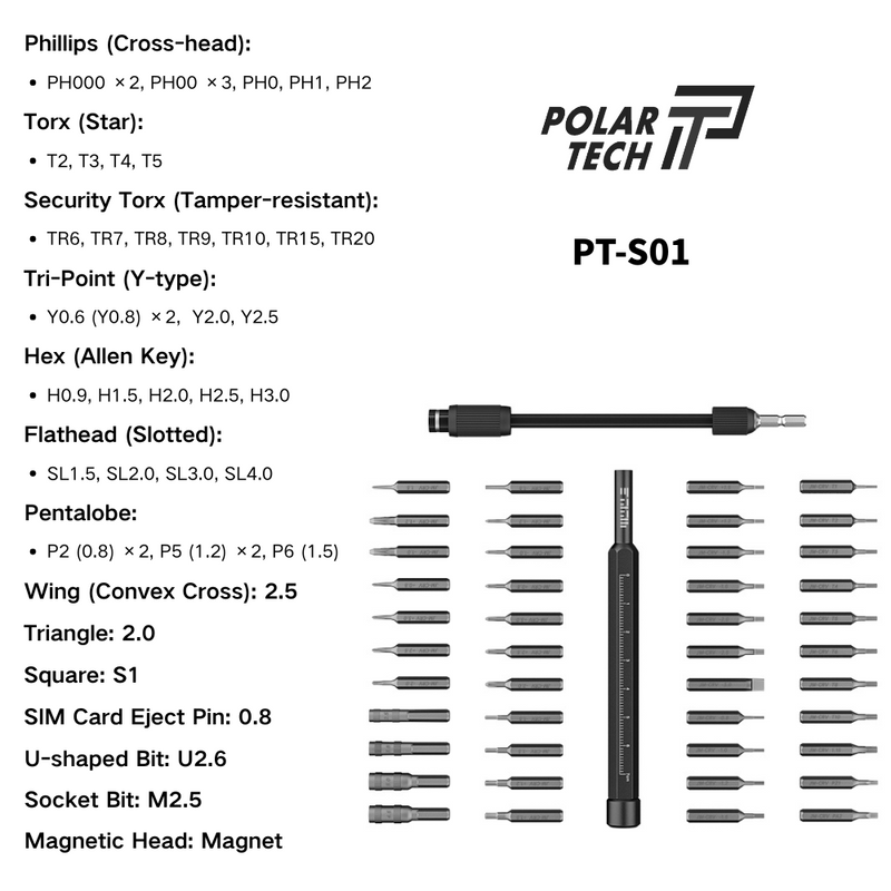 Chargez l&#39;image dans la visionneuse de la galerie, [PT-S01][47 in 1] PolarTech Premium Quality Precision Screwdriver Bit Set – Made for Phone &amp; Electronics Repair
