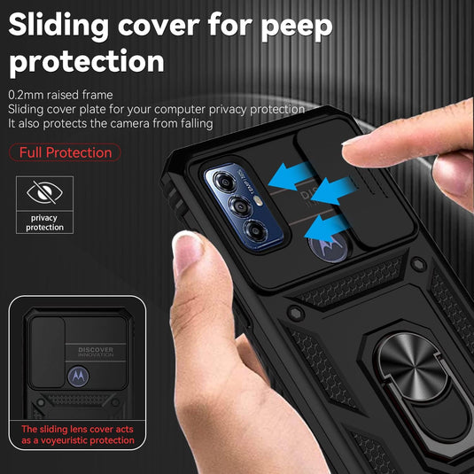 [Magnetic Ring Kickstand][Slide Camera Cover] Motorola Moto G Play 2023/Moto G Pure/Moto G Power 2022 - Shield Shockproof Rugged Heavy Duty Case - Polar Tech Australia