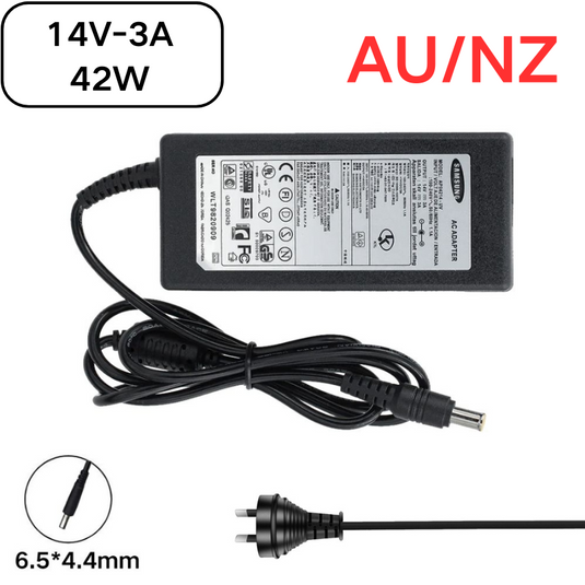 [14V-3A/42W][6.5*4.4] Samsung C23A550 C23A550U C27A750 C27A750X LTM1555 LTN1565 S19A100 S19A100N S19A300 S19A300B Laptop AC Power Supply Adapter Charger