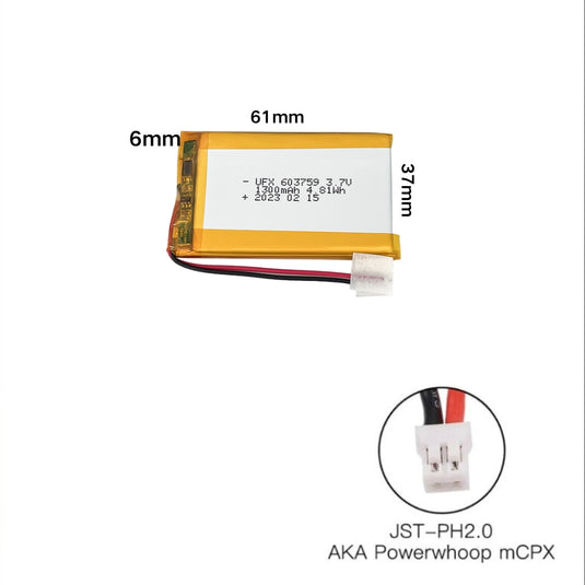 [PH2.0-JST Connector][603759] Universal 1500mAh 3.7V Rechargeable Li-Ion Lithium Polymer Battery - Polar Tech Australia