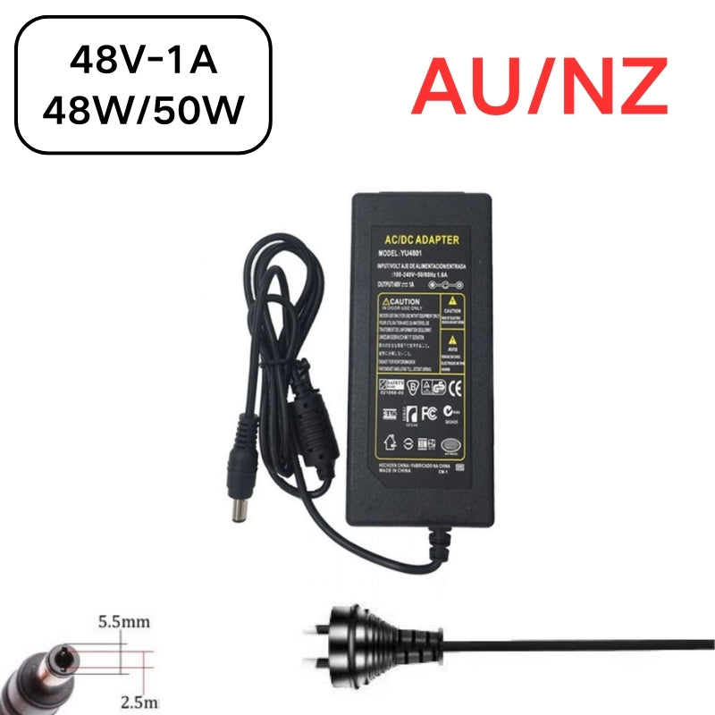 Chargez l&#39;image dans la visionneuse de la galerie, [48V-1A/1.04A][5.5x2.5] Universal Computer/Monitor/CCTV POE Switch - Power Supply Adapter Wall Charger - Polar Tech Australia
