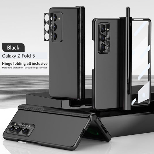 [With Pen Slot] Samsung Galaxy Z Fold 3 (SM-F926) - Full Coverage Electroplated Magnetic Hinge Shockproof Protective Case