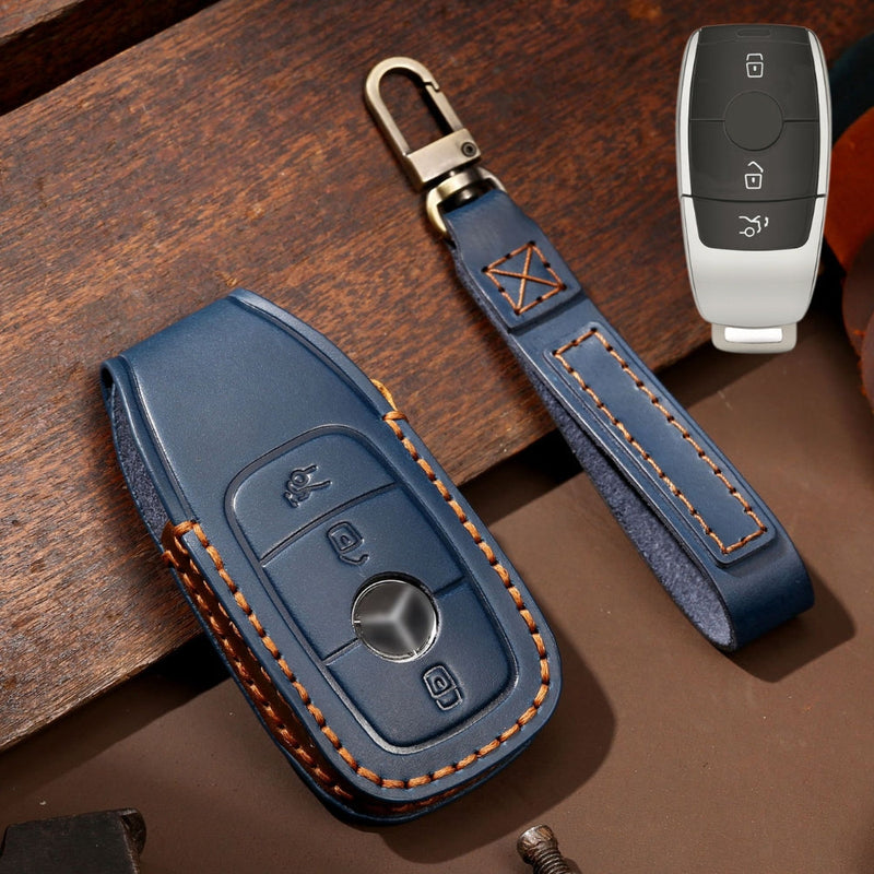 Load image into Gallery viewer, Mercedes Benz Handcrafted Genuine Leather Car Key Fob Protective Cover Case For Benz E-Class - Polar Tech Australia
