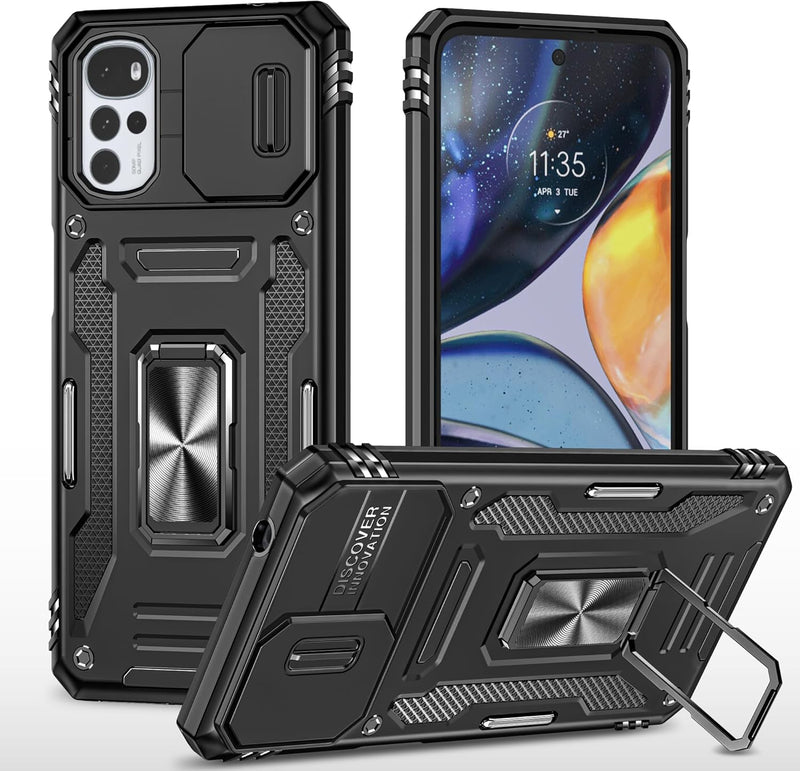 Chargez l&#39;image dans la visionneuse de la galerie, [Magnetic Rotable Kickstand][Slide Camera Cover] Motorola Moto G22 - Shield Shockproof Rugged Heavy Duty Case - Polar Tech Australia
