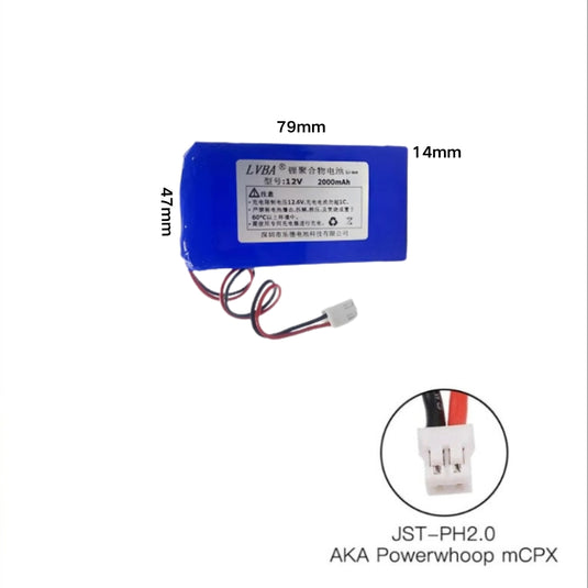 [PH2.0-JST Connector][144777] Universal 2000mAh 12V Rechargeable Li-Ion Lithium Polymer Battery - Polar Tech Australia