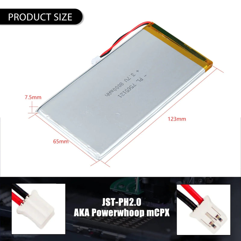Load image into Gallery viewer, [PH2.0-JST Connector][7565121] Universal 8000mAh 3.7V Rechargeable Li-Ion Lithium Polymer Battery - Polar Tech Australia

