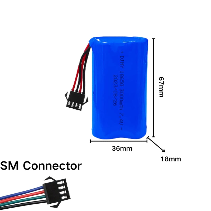 Load image into Gallery viewer, [JST SM 4Pin Connector][18650] Universal 3000mAh 7.4V Rechargeable Li-Ion Lithium Polymer Battery - Polar Tech Australia
