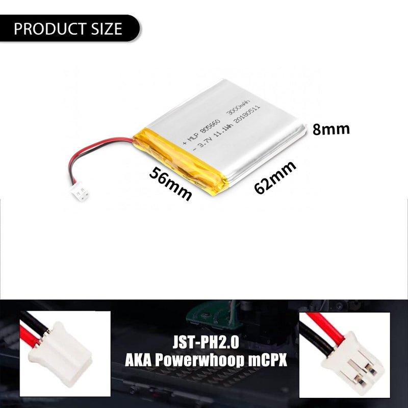 Load image into Gallery viewer, [PH2.0-JST Connector][805660] Universal 3000mAh 3.7V Rechargeable Li-Ion Lithium Polymer Battery - Polar Tech Australia
