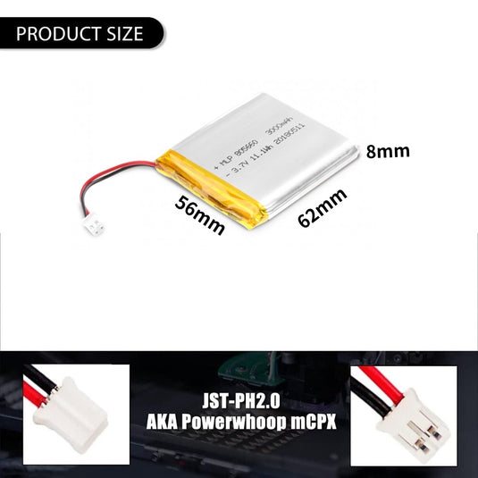 [PH2.0-JST Connector][805660] Universal 3000mAh 3.7V Rechargeable Li-Ion Lithium Polymer Battery - Polar Tech Australia