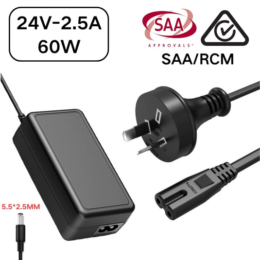 [SAA/RCM][24V][5.5x2.5 & 5.5x2.1] Universal Computer/Monitor/LED Strip/Light Module/Speaker/CCTV/Router/Camera - Power Supply Adapter Wall Charger