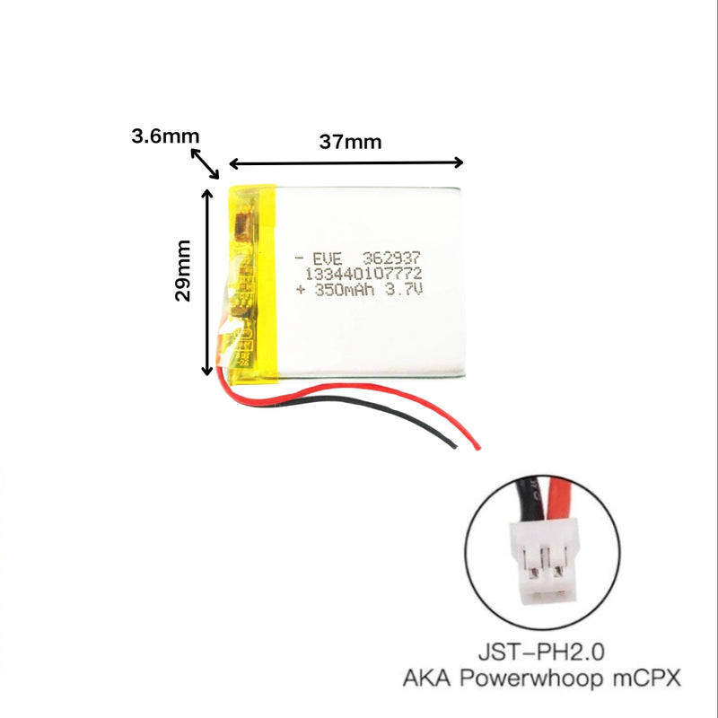 Load image into Gallery viewer, [PH2.0-JST Connector][362937] Universal 350mAh 3.7V Rechargeable Li-Ion Lithium Polymer Battery - Polar Tech Australia
