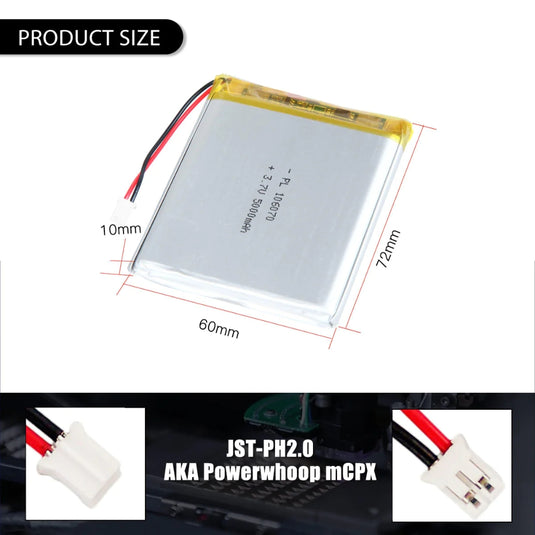 [PH2.0-JST Connector][106070] Universal 5000mAh 3.7V Rechargeable Li-Ion Lithium Polymer Battery - Polar Tech Australia