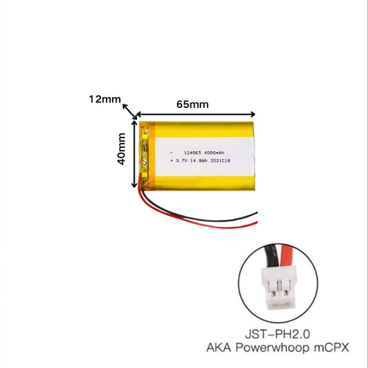 [PH2.0-JST Connector][124065] Universal 4000mAh 3.7V Rechargeable Li-Ion Lithium Polymer Battery - Polar Tech Australia