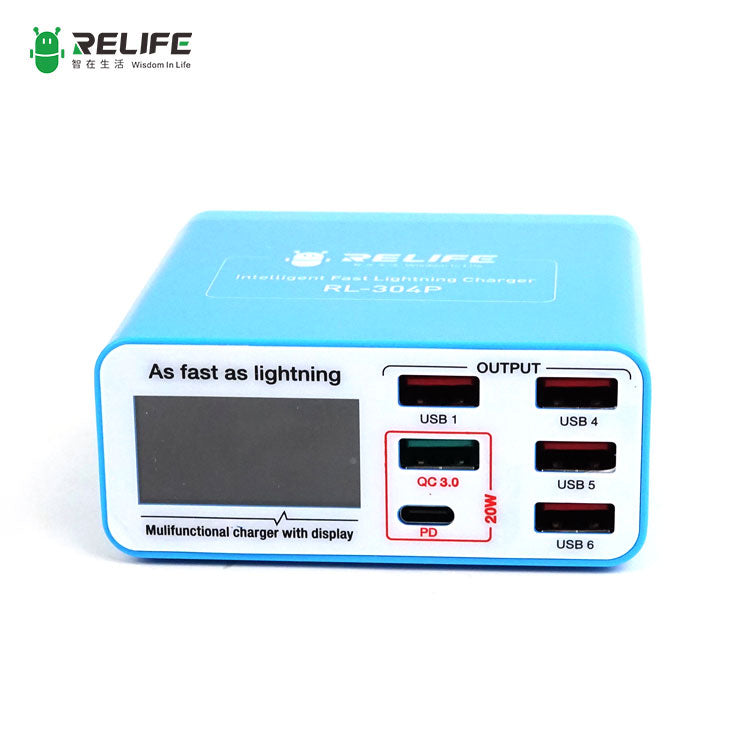 Cargue la imagen en el visor de la galería, [RL-304P] RELIFE Smart 6-Port Digital Display Lightning Charger - Polar Tech Australia

