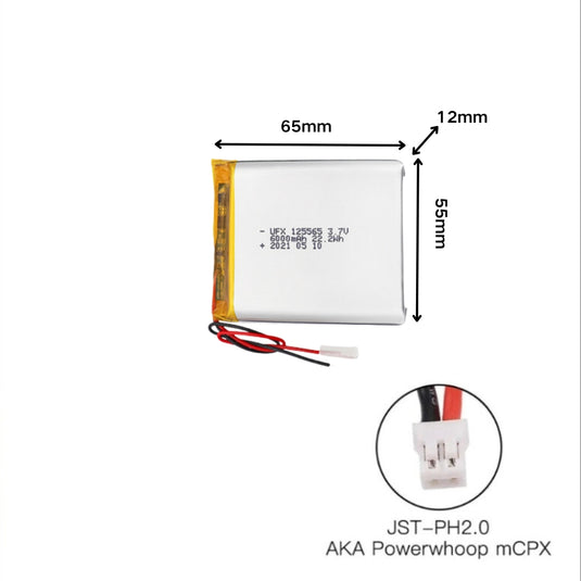 [PH2.0-JST Connector][125565] Universal 6000mAh 3.7V Rechargeable Li-Ion Lithium Polymer Battery - Polar Tech Australia