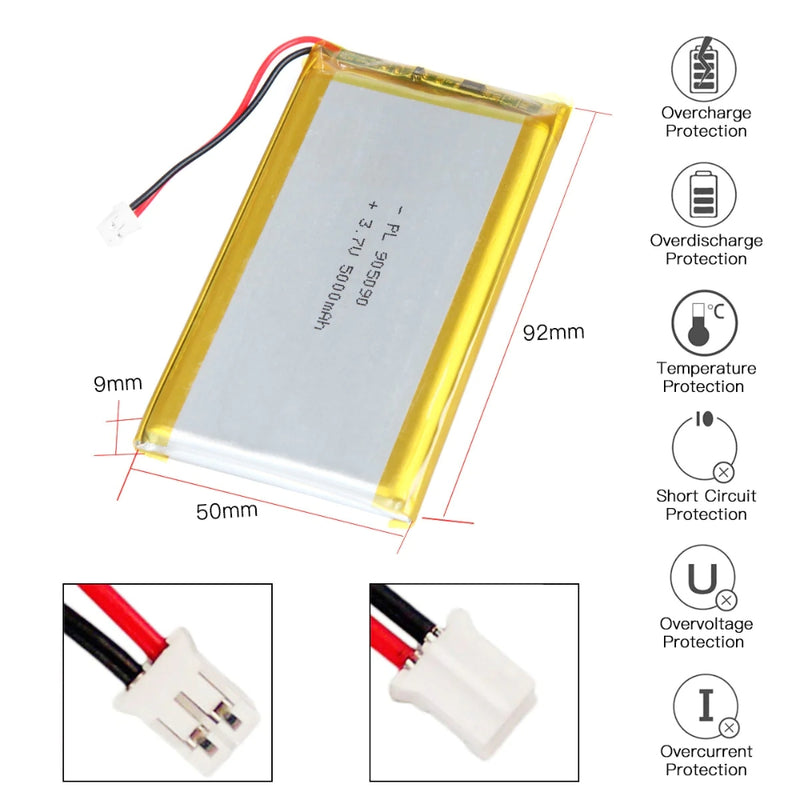 Load image into Gallery viewer, [PH2.0-JST Connector][905090] Universal 5000mAh 3.7V Rechargeable Li-Ion Lithium Polymer Battery - Polar Tech Australia
