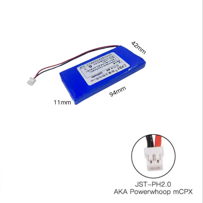 Cargue la imagen en el visor de la galería, [PH2.0-JST Connector][114292] Universal 2200mAh 7.4V Rechargeable Li-Ion Lithium Polymer Battery - Polar Tech Australia
