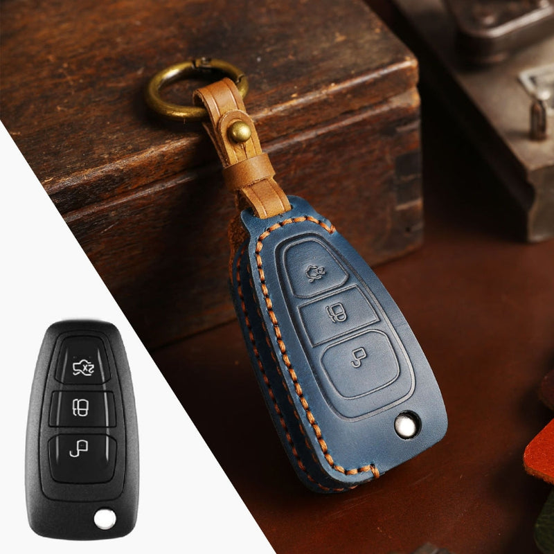 Load image into Gallery viewer, Ford Handcrafted Genuine Leather Car Key Fob Protective Case Cover For Kuga, Edge, Ranger, Mondeo, Focus

