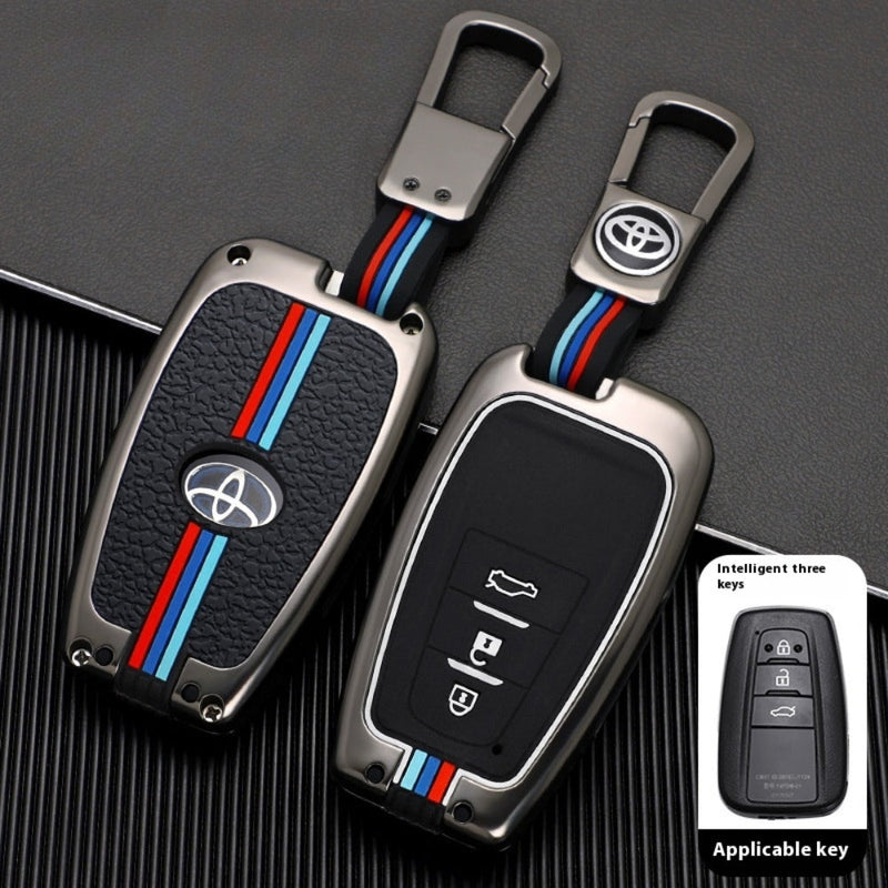 Load image into Gallery viewer, Toyota Metal Shell &amp; Soft Silicone Full Protection Car Key Fob Case Cover For Camry RAV4 Highlander Avalon C-HR Prius Corolla
