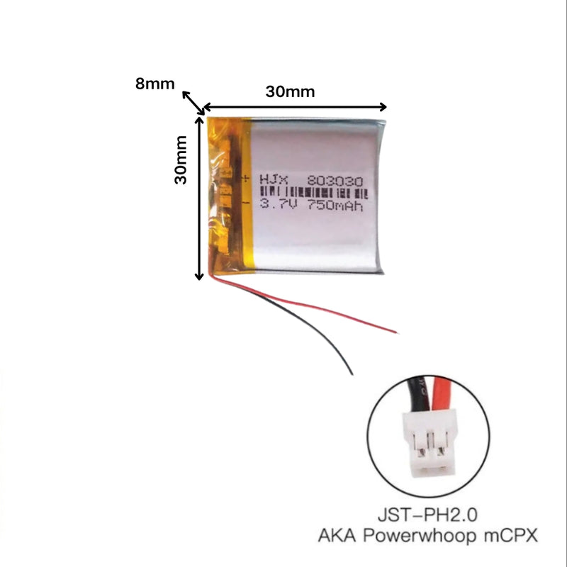 Load image into Gallery viewer, [PH2.0-JST Connector][803030] Universal 750mAh 3.7V Rechargeable Li-Ion Lithium Polymer Battery - Polar Tech Australia

