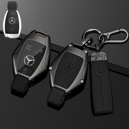 Mercedes Benz Alloy + Leather Protection Car Key Fob Case Cover For Benz A, B, C, E, S, G-Class, GLA, GLB, GLC, GLE, GLS, CLA, CLS, EQC - Polar Tech Australia