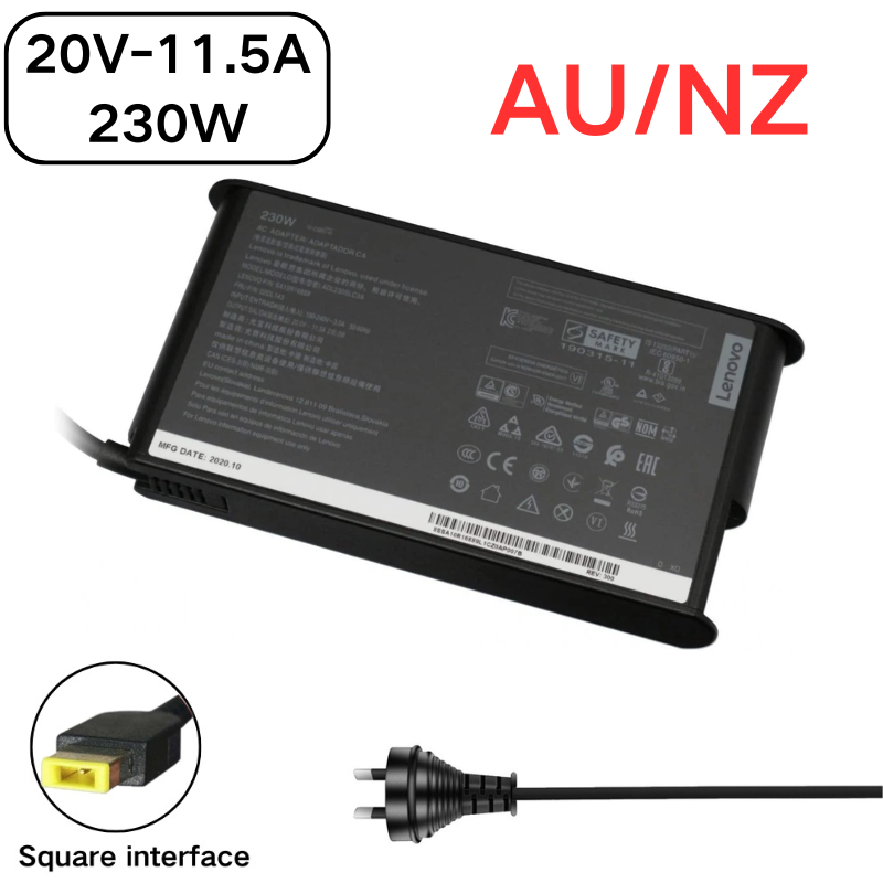 Chargez l&#39;image dans la visionneuse de la galerie, [20V-11.5A/230W][Yellow Square] Lenovo IdeaCentre &amp; Thinkpad &amp; Legion Gaming Laptop AC Power Supply Adapter Charger - Polar Tech Australia
