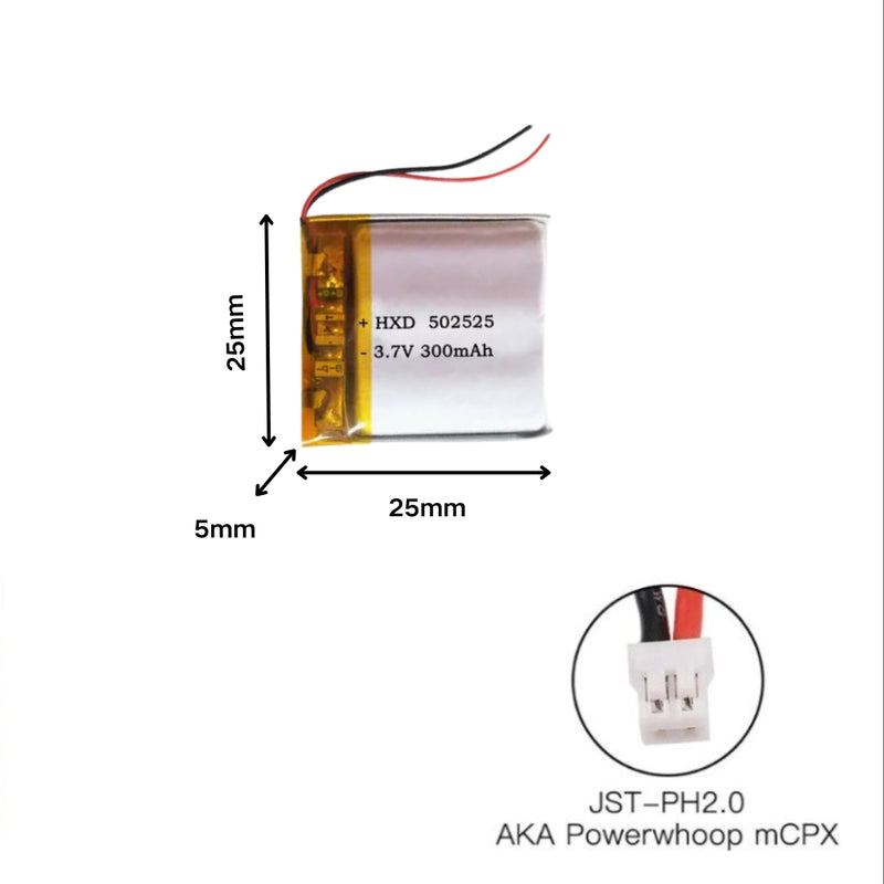Cargue la imagen en el visor de la galería, [PH2.0-JST Connector][502525] Universal 250mAh 3.7V Rechargeable Li-Ion Lithium Polymer Battery - Polar Tech Australia
