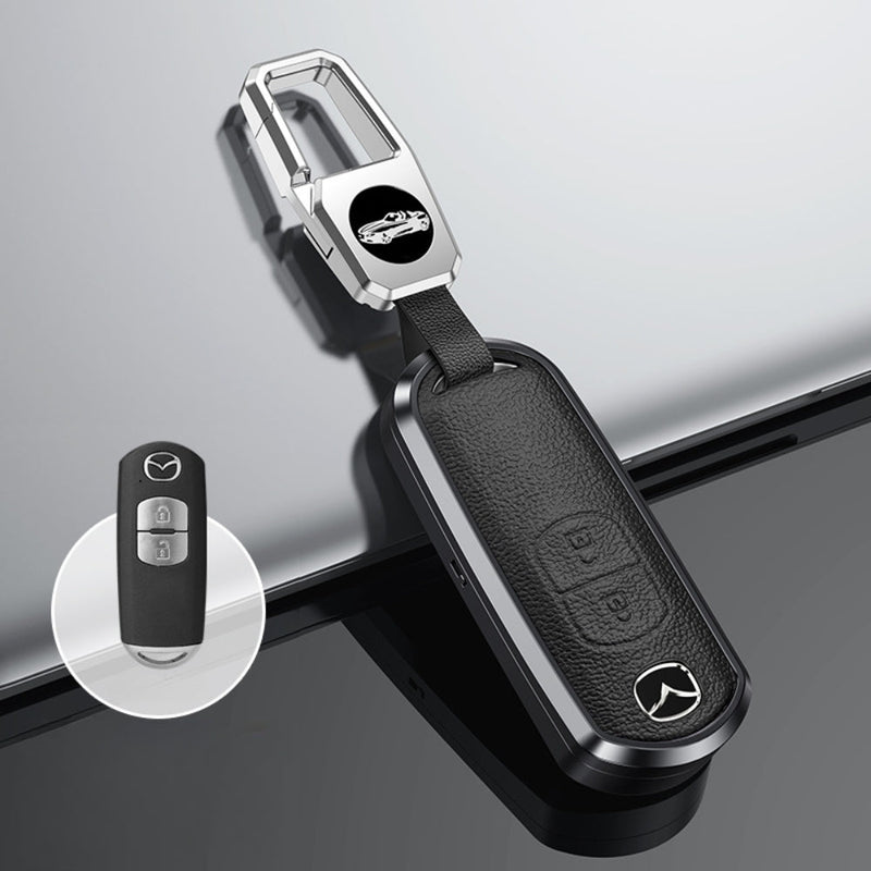Load image into Gallery viewer, Mazda Aluminum Alloy Genuine Leather Car Key Fob Cover Case For MX-5, CX-5, CX-7, CX-9, Mazda 6 - Polar Tech Australia
