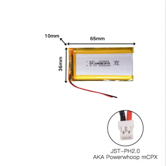 [PH2.0-JST Connector][103665] Universal 3000mAh3.7V Rechargeable Li-Ion Lithium Polymer Battery - Polar Tech Australia