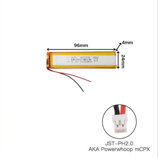 [PH2.0-JST Connector][402496] Universal 1100mAh 3.7V Rechargeable Li-Ion Lithium Polymer Battery - Polar Tech Australia