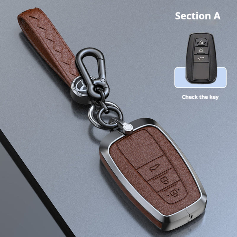 Load image into Gallery viewer, Toyota Zinc Alloy Leather Car Key Fob Case Cover For Camry, C-HR, Corolla, RAV4, Avalon, Land Cruiser, Prado, Prius - Polar Tech Australia
