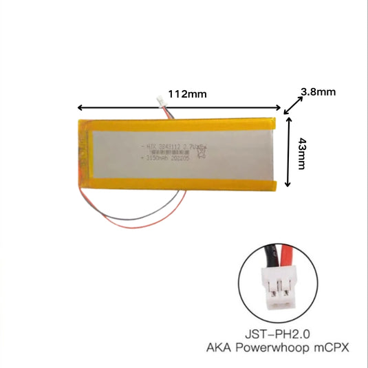 [PH2.0-JST Connector][3843112] Universal 3150mAh 3.7V Rechargeable Li-Ion Lithium Polymer Battery - Polar Tech Australia