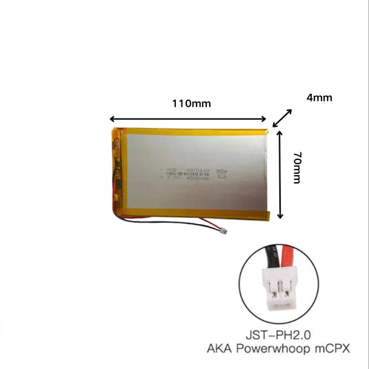 [PH2.0-JST Connector][4070110] Universal 4500mAh 3.7V Rechargeable Li-Ion Lithium Polymer Battery - Polar Tech Australia