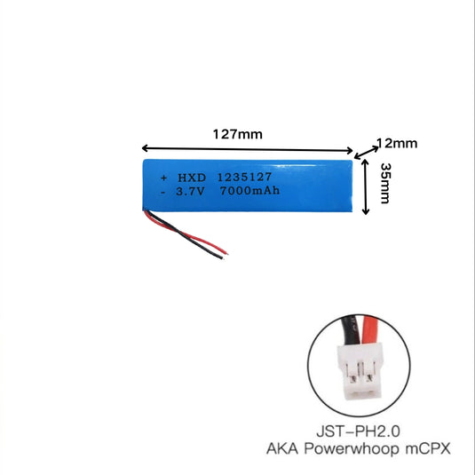 [PH2.0-JST Connector][1235127] Universal 7000mAh 3.7V Rechargeable Li-Ion Lithium Polymer Battery - Polar Tech Australia