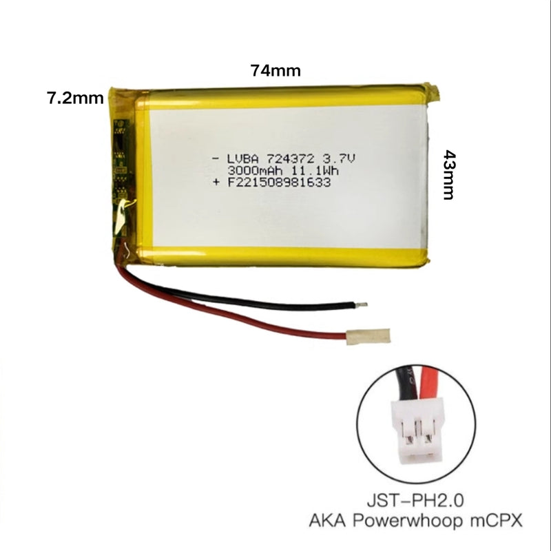 Load image into Gallery viewer, [PH2.0-JST Connector][724372] Universal 3000mAh 3.7V Rechargeable Li-Ion Lithium Polymer Battery - Polar Tech Australia

